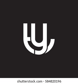 initial letter logo ty, yt, y inside t rounded lowercase white black background