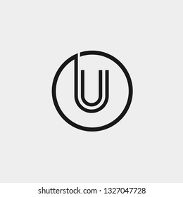 Initial letter logo u inside circle shape, ou, uo, u inside o rounded lowercase black monogram logo template - Vector