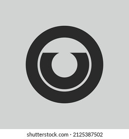 initial letter logo U inside circle shape, OU, UO, U inside O rounded upper case black monogram