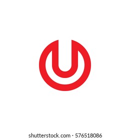 initial letter logo u inside circle shape, ou, uo, u inside o rounded lowercase red flat