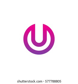 initial letter logo u inside circle shape, ou, uo, u inside o rounded lowercase purple pink