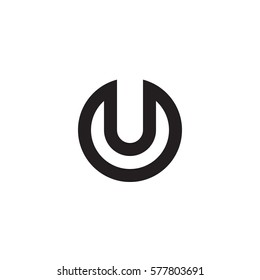 initial letter logo u inside circle shape, ou, uo, u inside o rounded lowercase black monogram