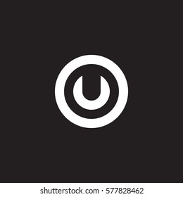 initial letter logo u inside circle shape, ou, uo, u inside o rounded lowercase white black background