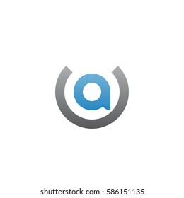 initial letter logo ua, au, a inside u rounded lowercase blue gray