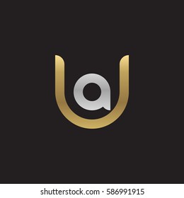 initial letter logo ua, au, a inside u rounded lowercase logo gold silver