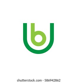 initial letter logo ub, bu, b inside u rounded lowercase green flat
