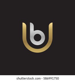 initial letter logo ub, bu, b inside u rounded lowercase logo gold silver