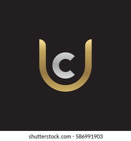 initial letter logo uc, cu, c inside u rounded lowercase logo gold silver