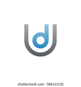 initial letter logo ud, du, d inside u rounded lowercase blue gray