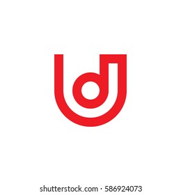 initial letter logo ud, du, d inside u rounded lowercase red flat