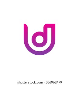 initial letter logo ud, du, d inside u rounded lowercase purple pink