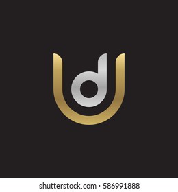 initial letter logo ud, du, d inside u rounded lowercase logo gold silver