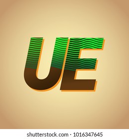 initial letter logo UE colored green and brown with striped composition, Vector logo design template elements for your business or company identity