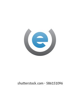 initial letter logo ue, eu, e inside u rounded lowercase blue gray