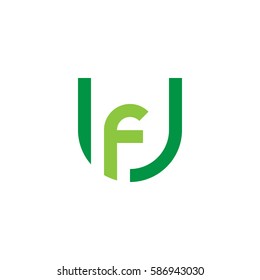 initial letter logo uf, fu, f inside u rounded lowercase green flat