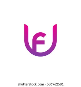 initial letter logo uf, fu, f inside u rounded lowercase purple pink