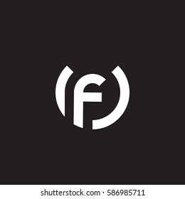 initial letter logo uf, fu, f inside u rounded lowercase white black background