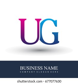 initial letter logo UG colored red and blue, Vector logo design for your business or company identity.