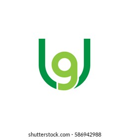initial letter logo ug, gu, g inside u rounded lowercase green flat