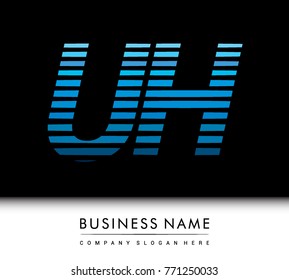 initial letter logo UH colored blue with striped compotition, Vector logo design template elements for your business or company identity
