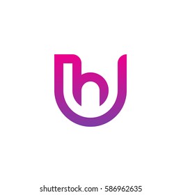 initial letter logo uh, hu, h inside u rounded lowercase purple pink