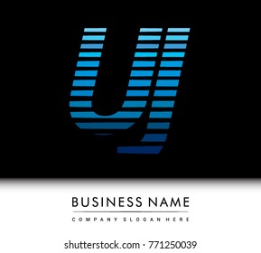 initial letter logo UJ colored blue with striped compotition, Vector logo design template elements for your business or company identity
