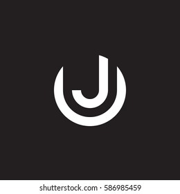 initial letter logo uj, ju, j inside u rounded lowercase white black background