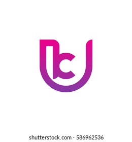 initial letter logo uk, ku, k inside u rounded lowercase purple pink