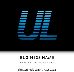 initial letter logo UL colored blue with striped compotition, Vector logo design template elements for your business or company identity
