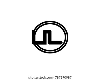 Initial letter logo ul lowercase in a black oval circle