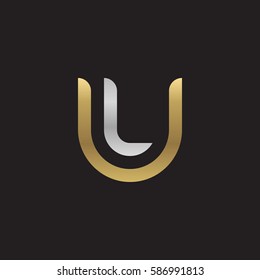initial letter logo ul, lu, l inside u rounded lowercase logo gold silver