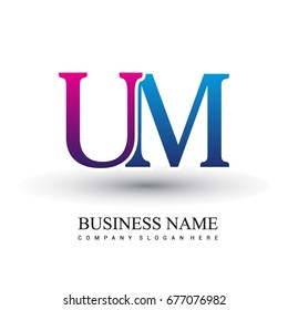 initial letter logo UM colored red and blue, Vector logo design for your business or company identity.