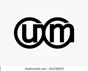 Initial letter logo um lowercase thunder vector design