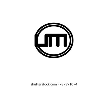 Initial letter logo um lowercase in a black oval circle