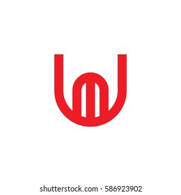 initial letter logo um, mu, m inside u rounded lowercase red flat