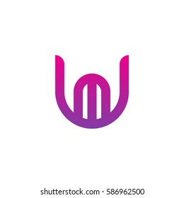 initial letter logo um, mu, m inside u rounded lowercase purple pink