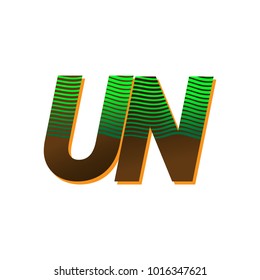 initial letter logo UN colored green and brown with striped composition, Vector logo design template elements for your business or company identity