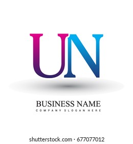initial letter logo UN colored red and blue, Vector logo design for your business or company identity.