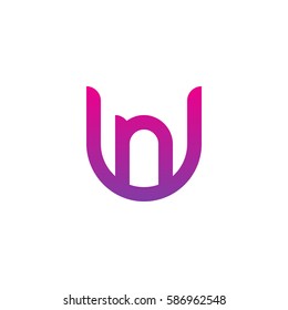 initial letter logo un, nu, n inside u rounded lowercase purple pink