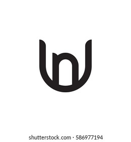 initial letter logo un, nu, n inside u rounded lowercase black monogram
