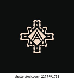 Initial letter A logo. unique tribe ethnic ornament ancient emblem