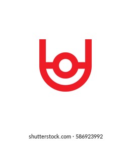 initial letter logo uo, ou, o inside u rounded lowercase red flat