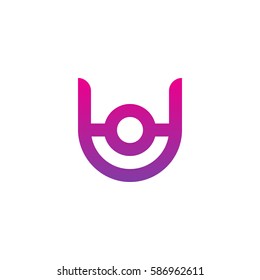 initial letter logo uo, ou, o inside u rounded lowercase purple pink