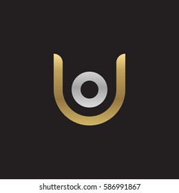 initial letter logo uo, ou, o inside u rounded lowercase logo gold silver