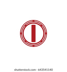 initial letter logo i uppercase red monogram
