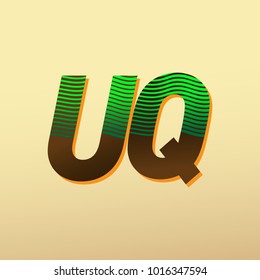 initial letter logo UQ colored green and brown with striped composition, Vector logo design template elements for your business or company identity