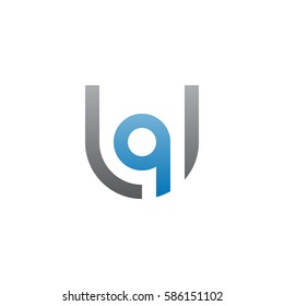 initial letter logo uq, qu, q inside u rounded lowercase blue gray