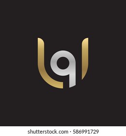 initial letter logo uq, qu, q inside u rounded lowercase logo gold silver
