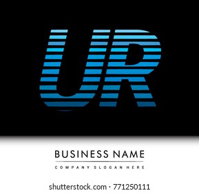 initial letter logo UR colored blue with striped compotition, Vector logo design template elements for your business or company identity
