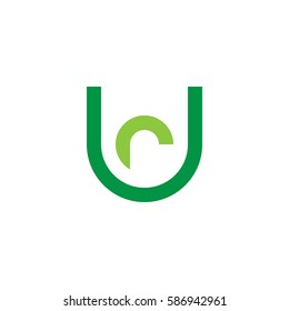 initial letter logo ur, ru, r inside u rounded lowercase green flat